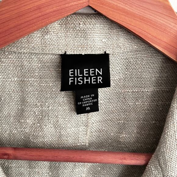 Eileen Fisher Linen Silk Blazer M Sage Green Jacket Coastal Boho Lagenlook - Picture 5 of 7
